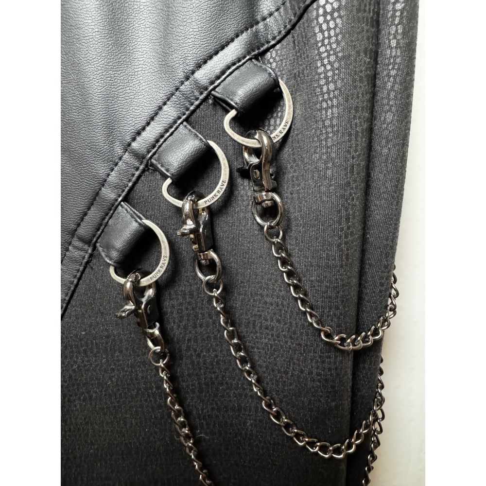 ELASTIC CRACKLE LEATHER PUNK ROCK LEGGINGS Womens Medium - Picture 6 of 9